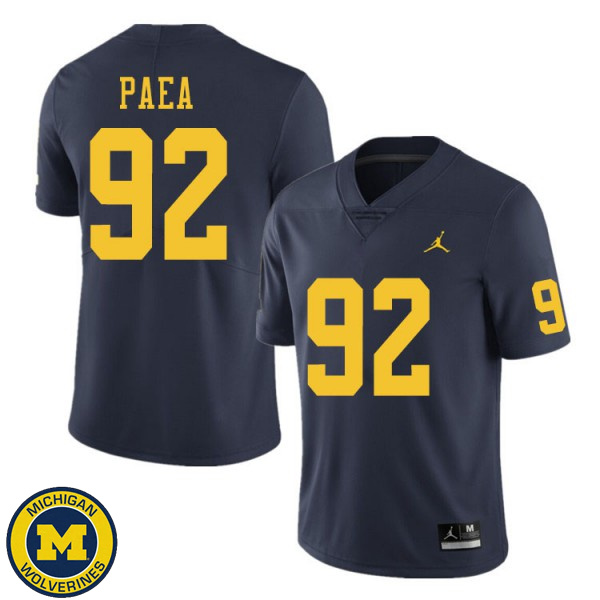 Men's University of Michigan #92 Phillip Paea Navy Official Game Jersey